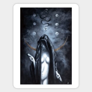 Body of Light painting, hooded person, moon, occultism, snake, tree of life, kabala, gothic art, satanism Magnet